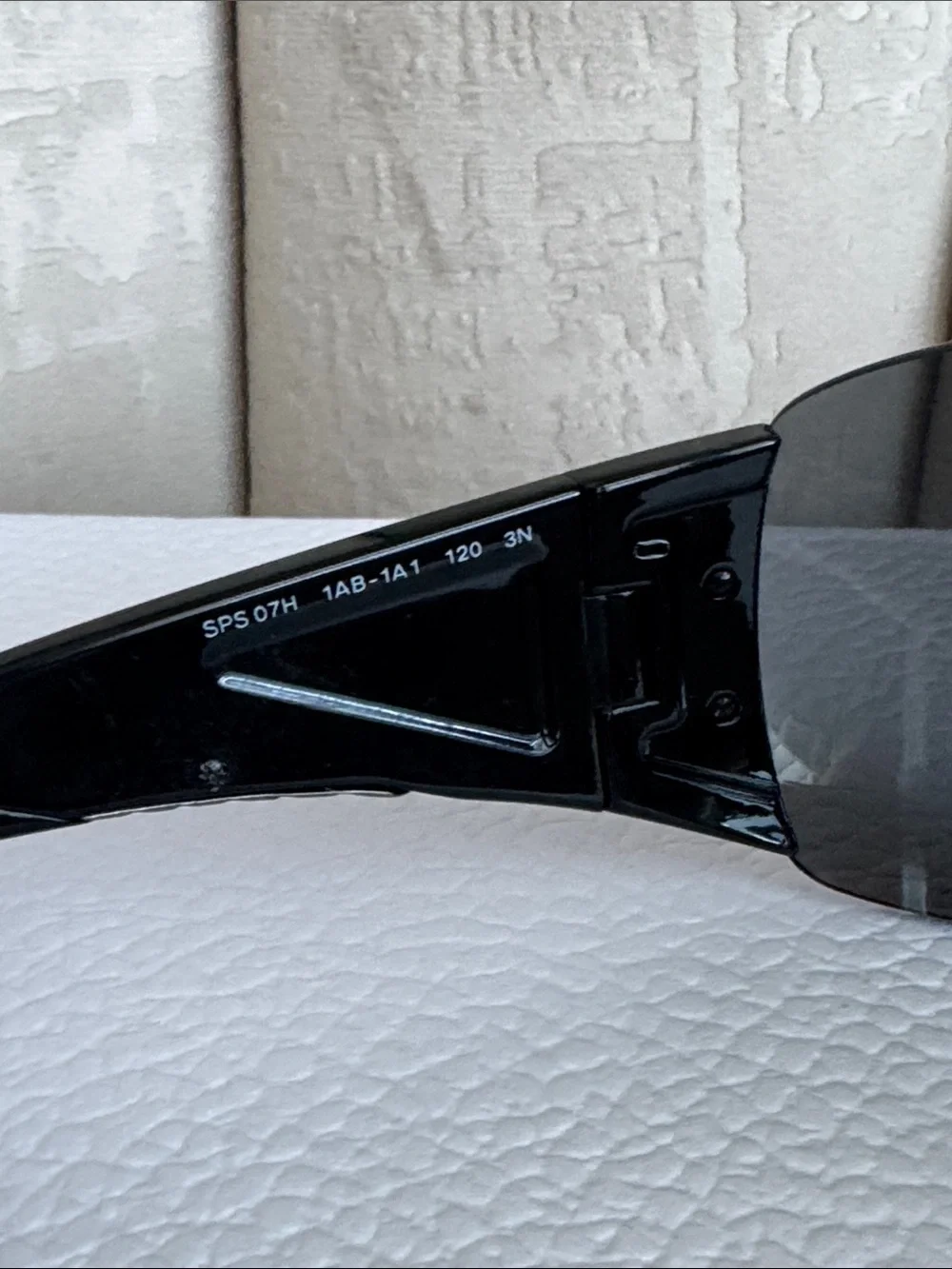 Prada Black Shield Sunglasses with Red Temple Accent
